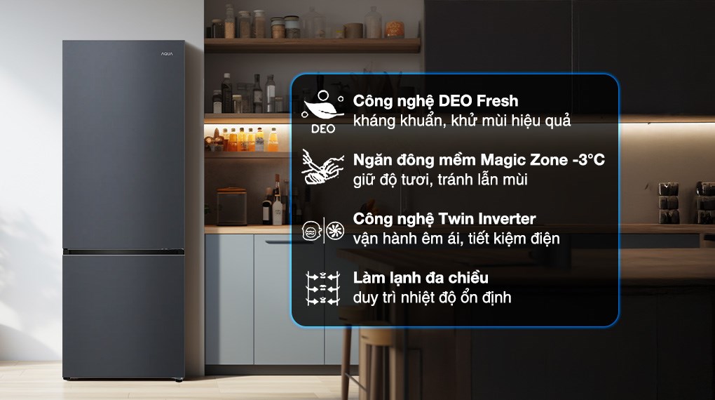 Tủ lạnh Aqua Inverter 292 lít AQR-B360MA(SLB) - Ảnh 3