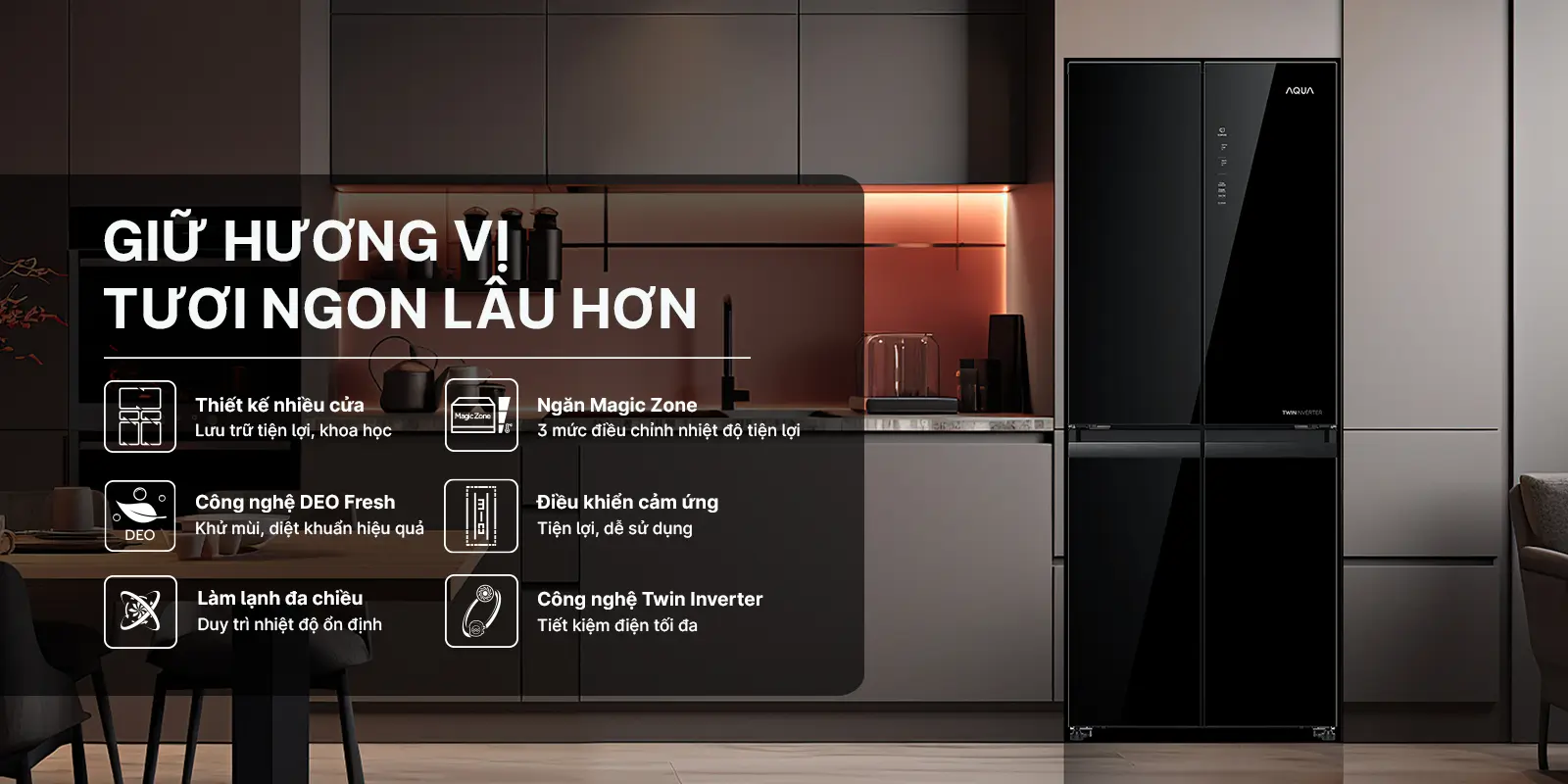 Tủ lạnh Aqua Inverter 410 lít AQR-M466XA(GB) - Ảnh 3